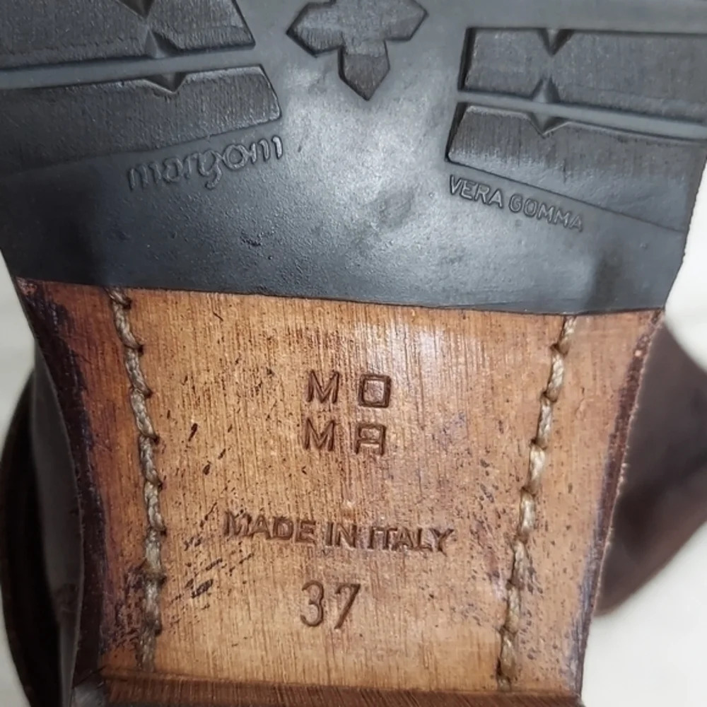 Vintage Shoe Company Distressed Brown Leather Boots Wrap Around Buckle Straps - Picture 9 of 12